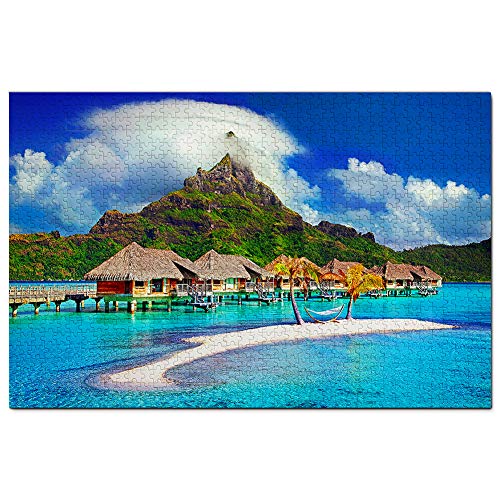 Polynesien Mount Otemanu Bora Bora Island Puzzle 1000 Teile Spielkunstwerk Reisesouvenir Holz 26x38CM von znwrr