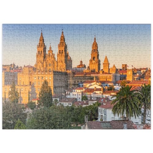 Puzzle-Galaxie-Kathedrale von Santiago de Compostela am Abend – Premium-Puzzle mit 1000 Teilen, 38 x 52 cm von znwrr