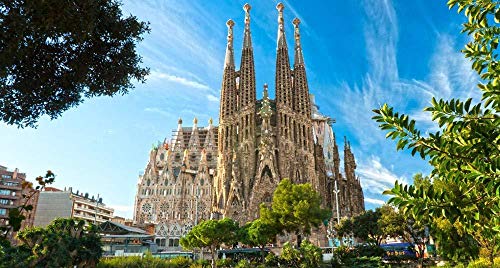 Puzzles 1000 Teile für Erwachsene Barcelona Sagrada Familia DIY Arts Style Tierbild für Wohnzimmer Dekor Holzspielzeug Lustige Spiele Pädagogisch Entdecken Sie Kreativität und Problemlösung 38x52CM von znwrr