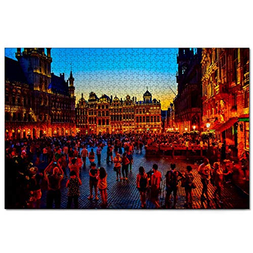 Puzzles Belgien Brüssel Grand Place 1000-teiliges Puzzle für Erwachsene und Familien, Reisegeschenk, Souvenir, 38 x 52 cm von znwrr