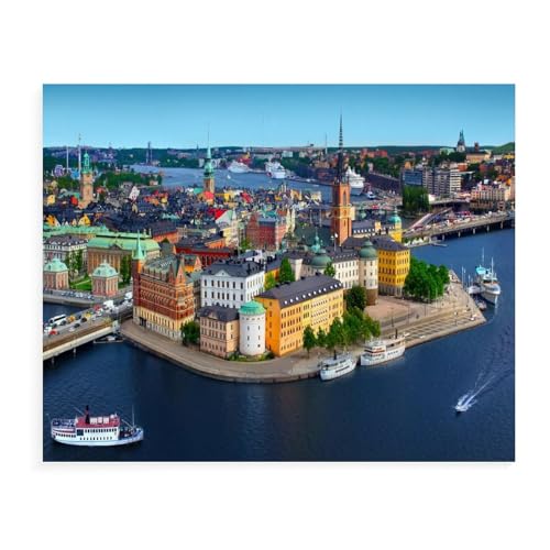 Puzzles für Erwachsene, 1000 Teile, DIY, Panorama von Stockholm, Papppuzzles, schwierige Puzzles für Kinder, Lernspielzeug, Geschenkspiele, 26 x 38 cm von znwrr