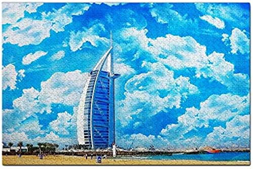 UAE Burj Al Arab Dubai Puzzle für Erwachsene, 1000 Teile, papierartiges Reisegeschenk, Souvenir, 50 x 70 cm von znwrr