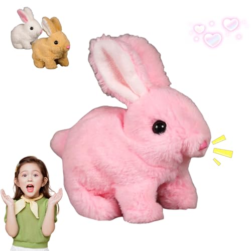 zoocco Bunby - My Realistic Bunny Toy, Vitality Bliss Bunny, My Realistic Bunny Toy, Realistic Bunny Toy with Sounds and Movements, Handmade Interactive Bunny Stuffed Animal (Pink) von zoocco