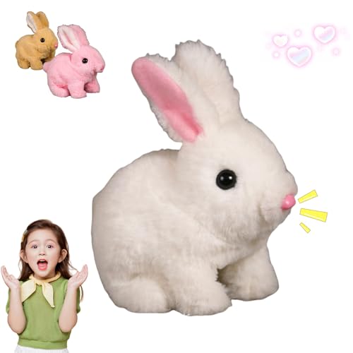 zoocco Bunby - My Realistic Bunny Toy, Vitality Bliss Bunny, My Realistic Bunny Toy, Realistic Bunny Toy with Sounds and Movements, Handmade Interactive Bunny Stuffed Animal (White) von zoocco