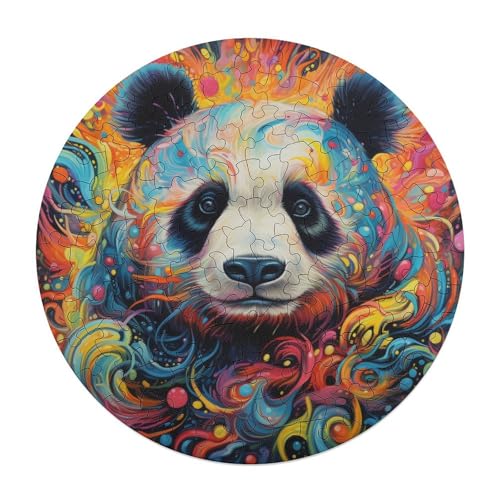 120 teiliges Puzzle Tier Panda Puzzle für Erwachsene und Kinder runde Holzpuzzles pädagogisches Spielzeug zum Stressabbau 29 x 29 cm von zouxangzz