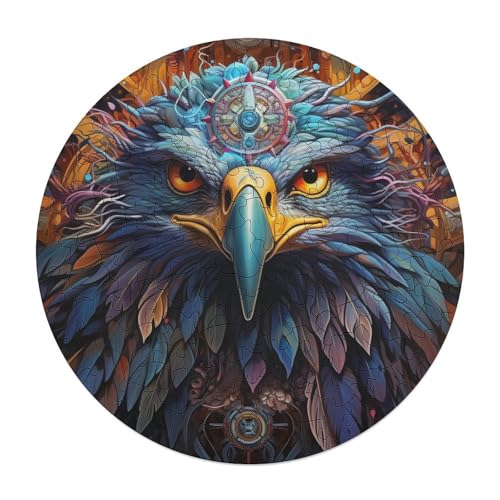 120 teiliges Puzzle farbenfrohes Adler Puzzle rundes Holzpuzzle Familiendekoration 29 x 29 cm von zouxangzz