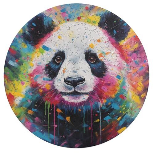 195 teiliges Puzzle Art Animal Panda Puzzles für Kinder Holzrunde Puzzles Heimdekoration Puzzle Spielzeug 42x42cm von zouxangzz