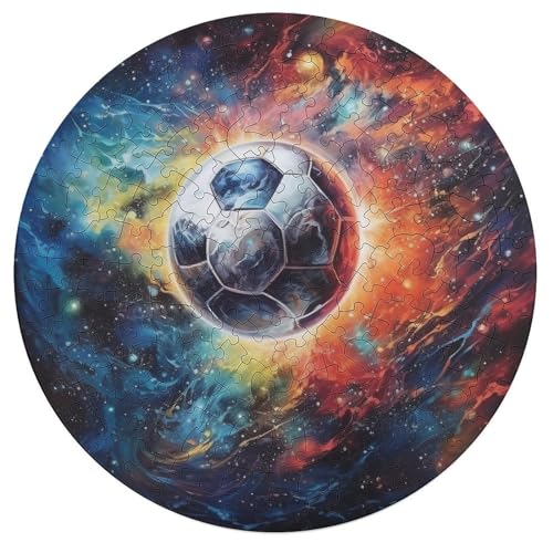 195 teiliges Puzzle Stern Fußball Puzzle für Kinder runde Holzpuzzles Heimkunst Dekoration 42 x 42 cm von zouxangzz