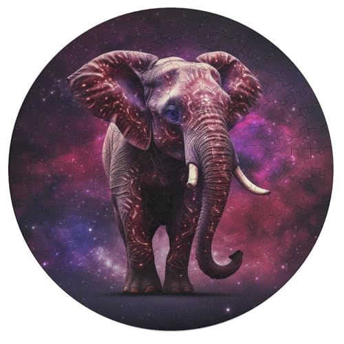 195 teiliges Puzzle Sterntier Elefant Puzzle für Erwachsene rundes Holzpuzzle Heimdekoration 42 x 42 cm von zouxangzz