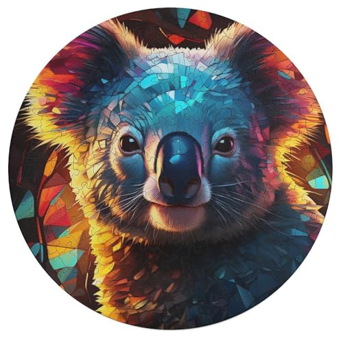 195 teiliges Puzzle Tier Koalas Puzzle für Erwachsene rundes Holzpuzzle Heimdekoration 42 x 42 cm von zouxangzz