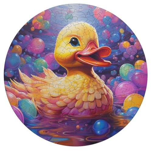 195 teiliges Puzzle farbenfrohes Kunst Enten Puzzle für Kinder runde Holzpuzzles Heimkunst Dekor 42 x 42 cm von zouxangzz