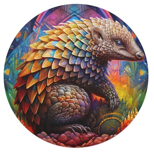 68 teiliges Puzzle Lernspiele Tiere Pangolin Puzzles für Erwachsene Holz Rundpuzzle Puzzles für Kinder Geschenke 20 x 20 cm von zouxangzz