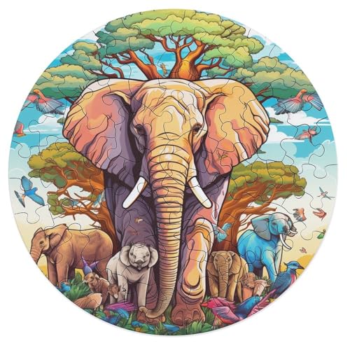 68 teiliges Puzzle mit afrikanischen Tieren Puzzles für Erwachsene und Kinder runde Holzpuzzles pädagogisches Spielzeug zum Stressabbau Puzzle 20 x 20 cm von zouxangzz