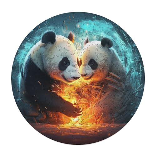 Puzzle 120 Teile für Erwachsene und Kinder von Animal Panda. Puzzle für Erwachsene aus Holz rund tolle Geschenke für Weihnachten 29 x 29 cm von zouxangzz