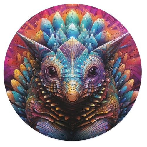 Puzzle 68 Teile für Erwachsene Tiere Pangolin Puzzle für Erwachsene runde Holzpuzzles Familienspiele Weihnachts und Geburtstagsgeschenke 20 x 20 cm von zouxangzz