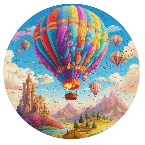 Puzzle Bunte Heißluftballons 68 teiliges Puzzle Holzpuzzle für Erwachsene und Kinder ab 12 Jahren lustiges Familienpuzzle 20 x 20 cm von zouxangzz