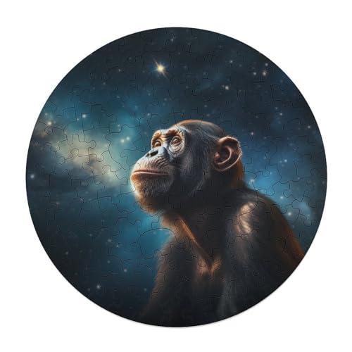 Puzzle Geschenk Star Art Monkey 120 teiliges Puzzle Holzpuzzle für Erwachsene und Kinder ab 12 Jahren Entspannungspuzzle Spiele 29 x 29 cm von zouxangzz