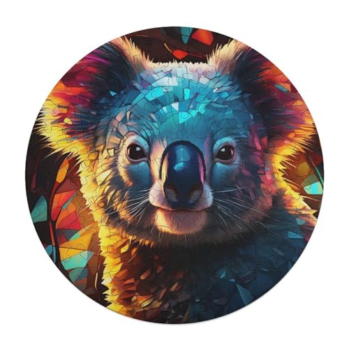 Puzzle für Erwachsene 120 Teile Tier Koalas Puzzle Geschenk rundes Holzpuzzle Lernspiel Herausforderungsspielzeug 29 x 29 cm von zouxangzz