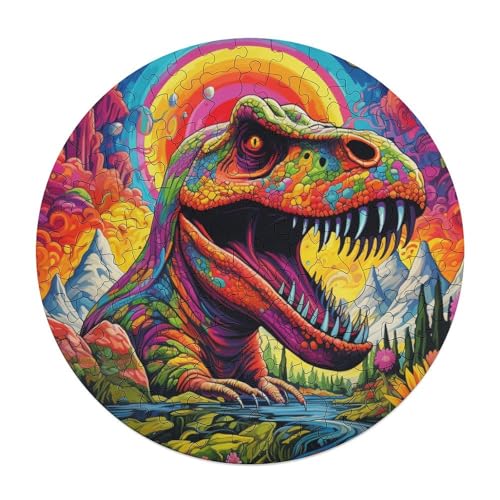 Puzzle für Erwachsene 120 Teile Uralte Dinosaurier Puzzle für Erwachsene runde Holzpuzzles Familienspiele 29 x 29 cm von zouxangzz