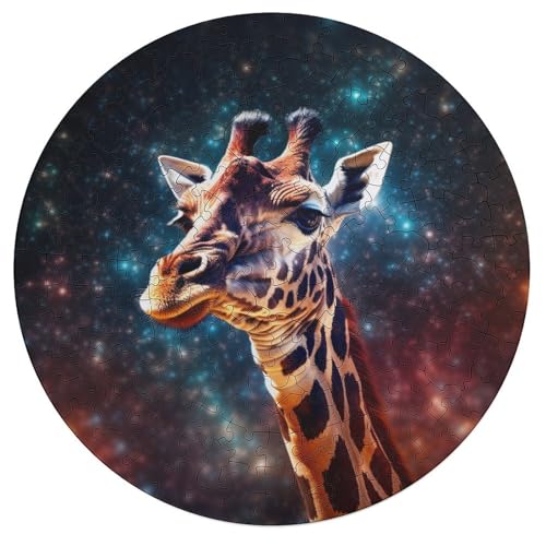 Puzzle für Erwachsene 195 Teile Tierstern Giraffe Puzzle für Erwachsene runde Holzpuzzles Familienspiele 42 x 42 cm von zouxangzz