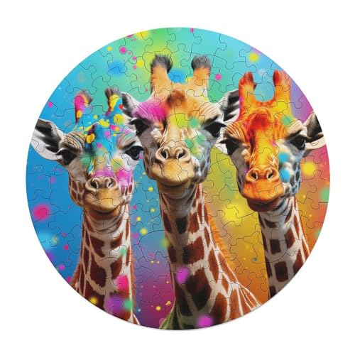 Puzzle für Erwachsene Afrikanische Tiere 120 teiliges Puzzle für Erwachsene und Kinder ab 12 Jahren runde Holzpuzzles Denksportaufgabe 29 x 29 cm von zouxangzz