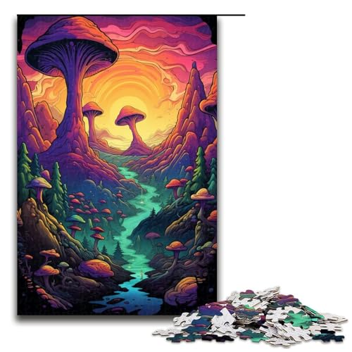Puzzle für Erwachsene Bunte Pilze 1000 Teile Holzpuzzle für Kinder ab 12 Jahren Lernspielzeug 75 x 50 cm von zouxangzz