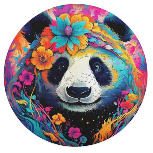 Puzzle für Erwachsene Bunter Tierpanda 68 teiliges Puzzle Holzpuzzle für Erwachsene und Kinder ab 12 Jahren Lernspielzeug 20 x 20 cm von zouxangzz