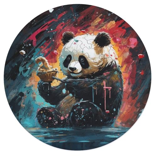 Puzzle für Erwachsene Bunter Tierpanda 68 teiliges Puzzle Holzpuzzle für Erwachsene und Kinder ab 12 Jahren Lernspielzeug 20 x 20 cm von zouxangzz