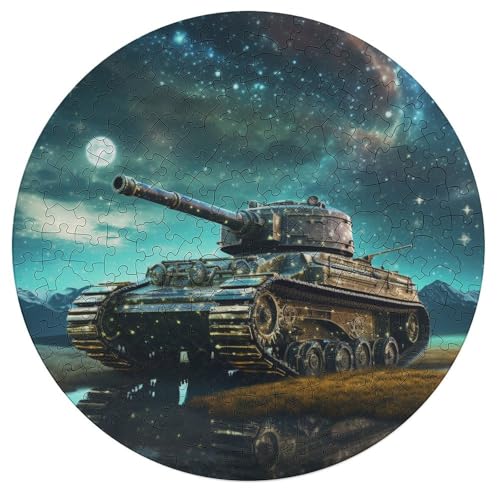 Puzzle für Erwachsene Star Tank 195 teiliges Puzzle rundes Holzpuzzle für Erwachsene und Kinder ab 12 Jahren entspannendes geistiges Lernspielzeug 42 x 42 cm von zouxangzz