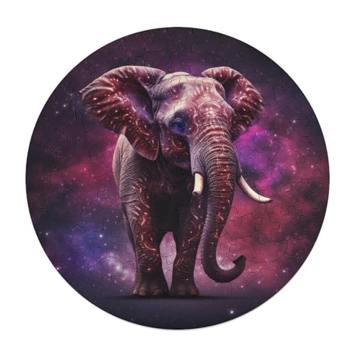 Puzzle für Erwachsene Sterntier Elefant 120 teiliges Puzzle rundes Holzpuzzle für Erwachsene und Kinder ab 12 Jahren entspannendes intellektuelles Lernspielzeug 29 x 29 cm von zouxangzz