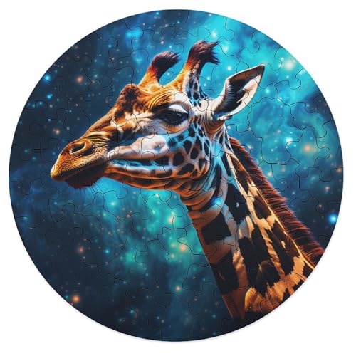 Puzzle für Erwachsene Tier Giraffe 68 teiliges Puzzle rundes Holzpuzzle für Erwachsene und Kinder ab 12 Jahren entspannendes geistiges Lernspielzeug 20 x 20 cm von zouxangzz