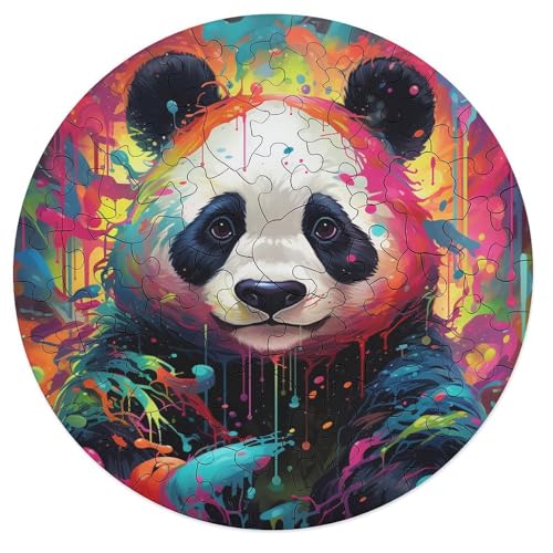 Puzzle für Erwachsene Tier Panda Puzzle 68 Teile für Erwachsene rundes Holzpuzzle für Erwachsene und Kinder ab 12 Jahren anspruchsvolles Spiel 20 x 20 cm von zouxangzz