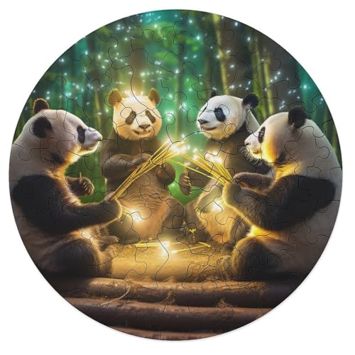 Puzzle für Erwachsene Tier Panda Puzzle 68 Teile für Erwachsene rundes Holzpuzzle für Erwachsene und Kinder ab 12 Jahren anspruchsvolles Spiel 20 x 20 cm von zouxangzz