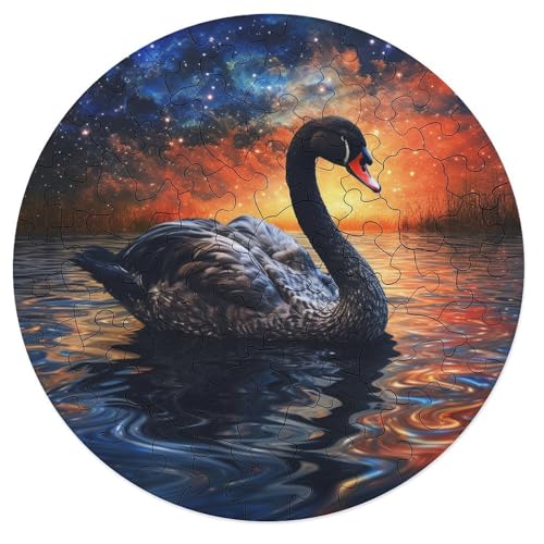 Puzzle für Erwachsene Tier Puzzle „Schwarzer Schwan“ 68 Teile Holzpuzzle für Erwachsene und Kinder ab 12 Jahren Lernspiel 20 x 20 cm von zouxangzz