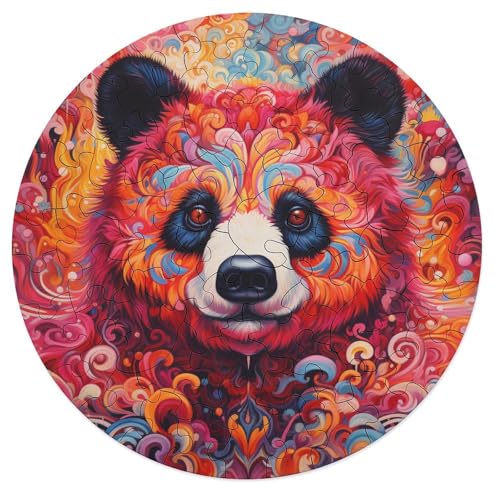 Puzzle für Erwachsene Tierpanda 68 teiliges Puzzle für Erwachsene und Kinder rundes Holzpuzzle für Kinder ab 12 Jahren tolles Geschenk für Erwachsene 20 x 20 cm von zouxangzz