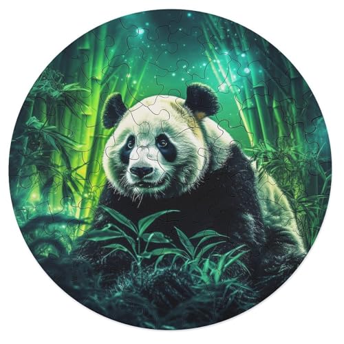 Puzzle für Erwachsene und Kinder Tierpanda 68 teiliges Puzzle aus Holz runde Puzzles für Erwachsene und Kinder anspruchsvolles Spiel 20 x 20 cm von zouxangzz