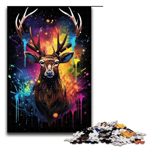 für Erwachsene 1000 teiliges farbenfrohes psychedelisches Elch Kunst Puzzle für Erwachsene schwieriges und anspruchsvolles Holzpuzzle 75 x 50 cm für Erwachsene 1000 teiliges farbenfrohes psychedelisches Elch Kunst Puzzle für Erwachsene schwieriges und anspruchsvolles Holzpuzzle 75 x 50 cm von zouxangzz