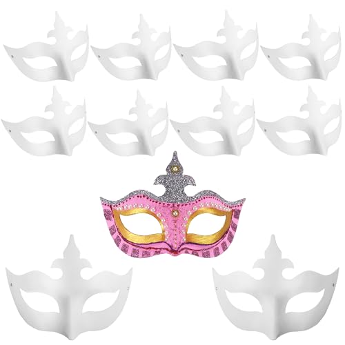 zrfgbxim 10 Stück Papiermasken zum Bemalen, DIY Weißes Masken zum Anmalen, Unbemalte DIY Papier Maske, Cosplay Masken für Halloween Maskerade Party Maskenball Masken, Kronen Design von zrfgbxim