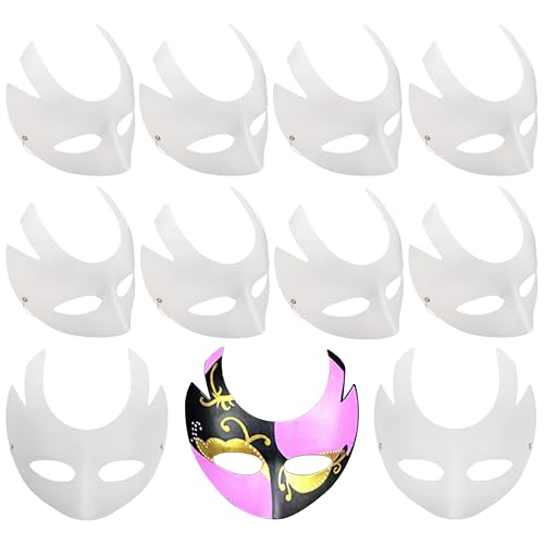 zrfgbxim 10 Stück Papiermasken zum Bemalen, DIY Weißes Masken zum Anmalen, Unbemalte DIY Papier Maske, Cosplay Masken für Halloween Maskerade Party Maskenball Masken von zrfgbxim