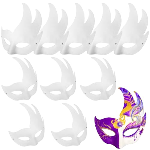 zrfgbxim 10 Stück Schwanenmaske, Papiermasken zum Bemalen, DIY Weißes Masken zum Anmalen, Unbemalte DIY Papier Maske, Cosplay Masken für Halloween Maskerade Party Maskenball Masken von zrfgbxim