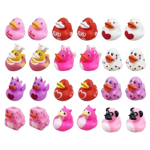 Bath Duck Toy, Glating Duck, 24X Colorful Valentine’s Day Ducks Bathtub Toys – Fun Desktop Ornaments and Cake Decorations Ideal for School Classroom Prizes and Holiday Festivities von zwxqe