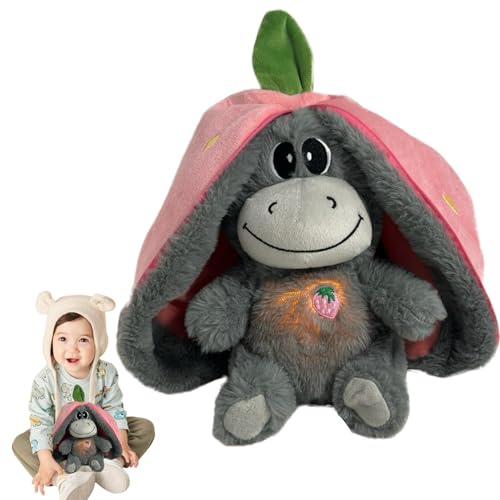 Breathing Plush Toy, Cartoon Animal Plushies, Fruit Donkey Plush, Soothe Snuggle Animal, Realistic Breathing Motion, Educational Plush Toy, Interactive Plush Animals, Plush Toy with Lights, Musical P von zwxqe