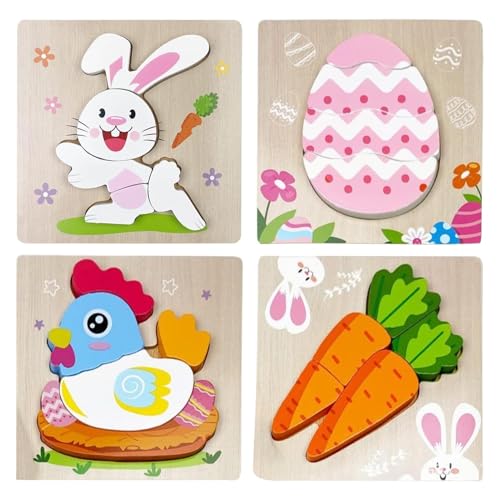 Easter Puzzles, Easter Wooden Puzzle, Wooden Animal Puzzle Set, Preschool Learning Toy, Educational Wooden Puzzle, Animal Puzzle for Kids, Easter Themed Puzzle, Travel Puzzle Set von zwxqe