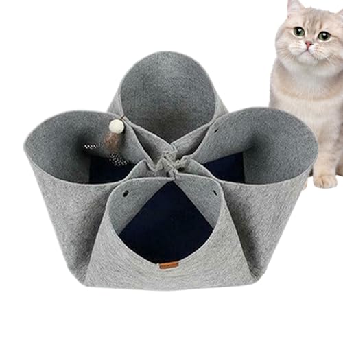 Folding Cat Tunnel, Foldable Kitten Hideplace, Interactive Pet Tunnel, Portable Cat Tunnel, Cat Cave for Small Cats, Play Tunnel Toy, Kitten Tunnel with Toy Ball, Foldable Cat Cave, Large Cat Tunnel von zwxqe