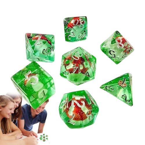 Mushroom Dice, Polyhedral RPG Dice Set, Small Resin Dice, 0.63 inches 7-Piece Tabletop Role-Playing Game for Dungeons, Dragons, and Board Games von zwxqe