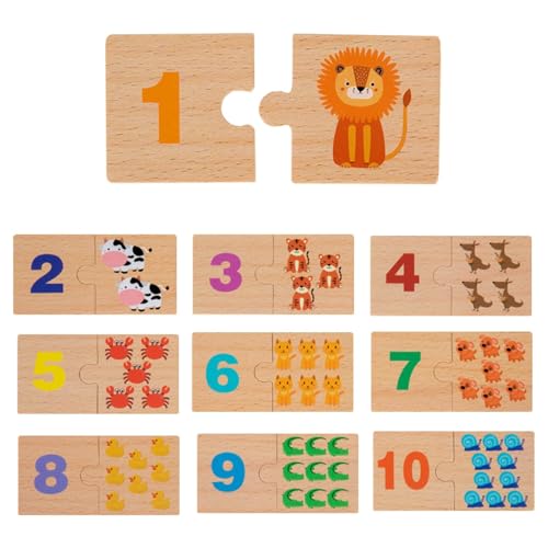 Number Matching Puzzle, Wooden Counting Game, 1-10 Math Manipulative Toy for Early Learning, Educational Homeschool Tool and for Kids von zwxqe