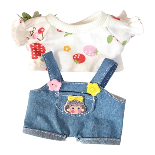 Plüschpuppenkleider, Puppenoveralls Set, stilvolles Puppen-Outfit, Plüschpuppenbedarf, Puppenkleideranzug, Puppenkleidung, niedliche Puppenbekleidung, Puppenmode Set, weiches Plüschpuppen-Outfit, von zwxqe