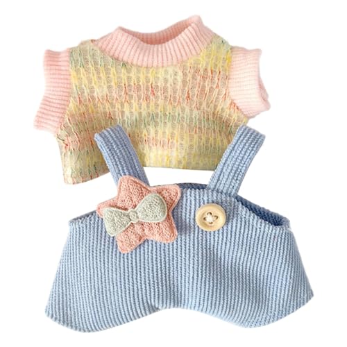 Plüschpuppenkleider, Puppenoveralls Set, stilvolles Puppen-Outfit, Plüschpuppenbedarf, Puppenkleideranzug, Puppenkleidung, niedliche Puppenbekleidung, Puppenmode Set, weiches Plüschpuppen-Outfit, von zwxqe