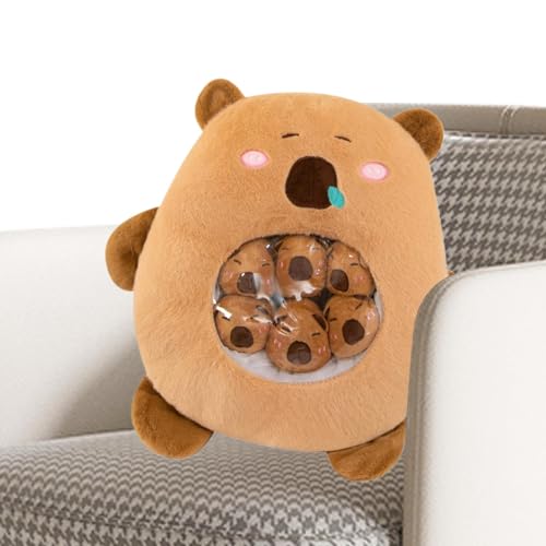 Stuffed Capybara Plush Toy, Lovely Capybara Pillow with Dolls, Capybara Animal Nap Cushion, Capybara Plush Toy with Small Dolls, Capybara Pillow for Bedroom, Detachable Capybara Plush Dolls, Animal Na von zwxqe