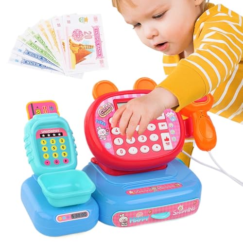 Toy Cash Register for Kids, Supermarket Pretend Set with Scanner, Cash Drawer, and Calculator, Lighting and Sound Effects, Educational Learning Toy for Christmas and Birthday von zwxqe